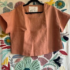 NotPerfectLinen Evora Linen Top in Canyon Clay